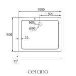 CERANO - Sprchová vanička samonosná obdĺžniková Piato - liaty mramor - biela lesklá - 100x90 - s nožičkami CER-680563