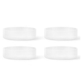 Ferm Living Sklenená miska Ripple Frosted – set 4 ks