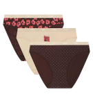 Dámske bavlnené nohavičky 3 ks DIM LES POCKETS COTTON SLIP 3x - DIM - tmavohnedé M