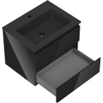 MEXEN/S - Orio kúpeľňová skrinka 60 cm s umývadlom Otis, 2 zásuvky, čierna lesk/čierna mat 91A10-06047-2-BFF70-W18M71