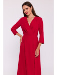 Šaty s vysokým rozparkom S385 červená - Moe XL