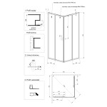 INVENA - Sprchovací kút štvorec PARLA, profil: chróm, sklo číre 90x90 AK-48-195-O