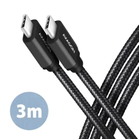 Axagon BUCM3-CM30AB SPEED Dátový kábel USB-C 3.2 - USB-C 60W 3.0m čierna (BUCM3-CM30AB)
