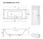 BESCO - Obdĺžniková vaňa QUADRO - Nožičky k vani - S nožičkami, Rozmer vane - 155 × 70 cm VANQAUD155+OLVPINOZ