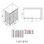 CERANO - Sprchovací kút Lantono - pravá - 8 mm - Soft-Close - chróm, mliečne sklo - 150x70 - posuvný CER-665584