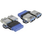 DeLock adaptér USB 3.0 pin konektor samica gt; 2 x USB 3.0 samica – vedľa seba (65324-DE)