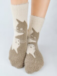 Noviti SP022 Puffy Cat ponožky 36-41 Béžová 36-41