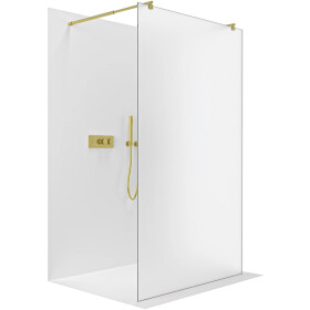 CERANO - Sprchová zástena Walk-in Onyx Duo Ľ/P - 8 mm - okrúhla vzpera - zlatá, mliečne sklo - 160x200 CER-8050BD2211