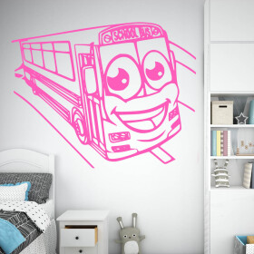 Veselá Stena Samolepka School bus Farba: růžová, Veľkosť: 100 x 77 cm