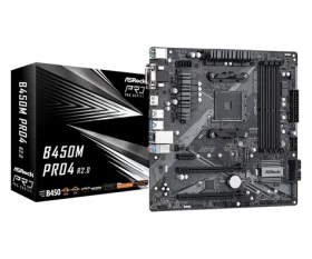 ASRock B450M Pro4 R2.0 / AMD B450 / DDR4 / SATA III / USB 3.0 / GLAN / sc.AM4 / mATX (90-MXBEG0-A0UAYZ)