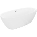 MEXEN/S - Luvo Slim voľne stojaca vaňa 170 x 75, biela, sifón a prepad meď kartáčovaná 52801707500-65
