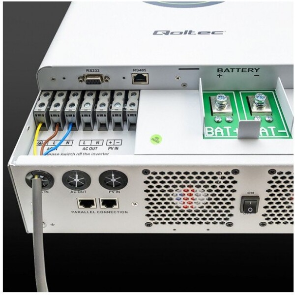 Qoltec qoltec Modularny Hybrydowy Inwerter solarny Off-Grid 6.2kVA | 6.2kW | 120A | MPPT | 12 jednostek | BMS | Sinus | opcja Wi-Fi | Power Factor 1.0
