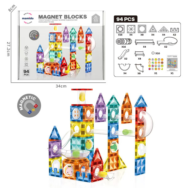 Mamido Mamido Magnetická stavebnica mesto 94 dielov guľôčková dráha L MT1511