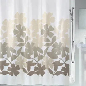 Spirella FLEURY biela / Sprchový záves / Motív kvetín / 120 x 200 cm / Polyester