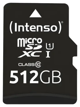 INTENSO Premium microSDXC 512GB / Pamäťová karta / UHS-I U1 / Class 10 / čítanie: 90 MB/s / vr. SD adaptéra (3423493)