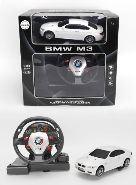 Mamido Mamido Autíčko na diaľkové ovládanie BMW M3 1:18 s volantom biele MT1327