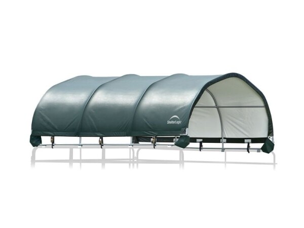 Plachtový prístrešok pre kone – ShelterLogic 3,7 × 3,7 m zelený