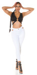 White Highwaist Jeans with cut-out White