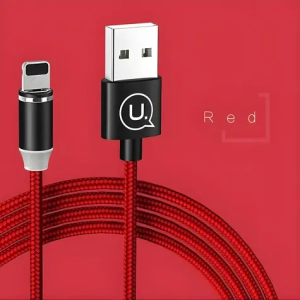 USAMS SJ292 U-Sure červená / Magnetický dátový kábel / Lightning / 1m / 2,1A (SJ292USB02)
