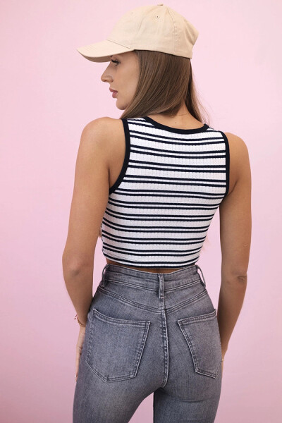 Dámsky bavlnený top s výstrihom a zlatým akcentom Blue UNI