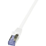 LogiLink CQ3081S RJ45 sieťové káble, prepojovacie káble CAT 6A S/FTP 7.50 m biela samozhášavý, s ochranou 1 ks; CQ3081S