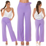 Sexy Koucla Highwaist Cloth Pants with Belt lilac L