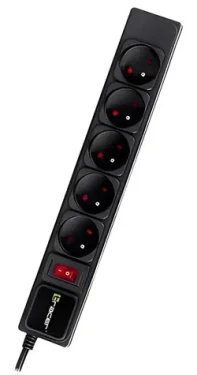 Tracer PowerGear čierna / Prepäťová ochrana / 5 zásuviek / 1,5 m / 2300 W (TRALIS46843)