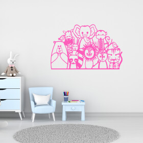 Veselá Stena Samolepka Africké zvieratká Farba: ružová, Veľkosť: 40 x 25 cm