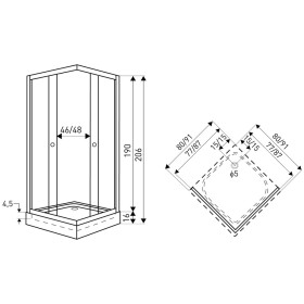 KERRA - Sprchovací kút Madera Str 80 SQ (s vaničkou) 5907548115324