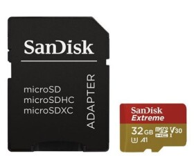 SanDisk Extreme microSDHC 32GB + adaptér / Class 10 / A1 / UHS-I / V30 / čítanie: 100MBs / zápis: 60MBs / vhodné pre FHD (SDSQXAF-032G-GN6AA)