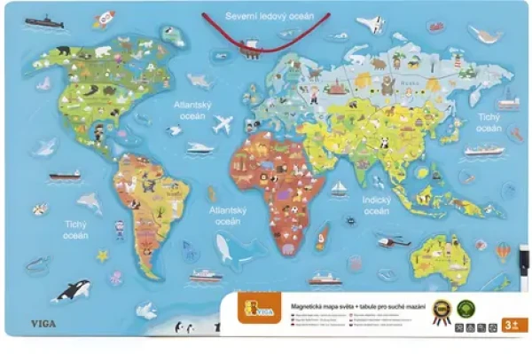 VIGA Puzzle Mapa sveta s tabuľou