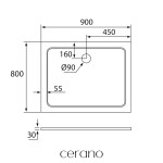 CERANO - Sprchová vanička obdĺžniková Piato - liaty mramor - biela lesklá - 90x80x3 CER-476954
