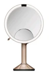 Simplehuman Kozmetické zrkadlo Sensor TRIO / LED osvetlenie/ 1x/5x/10/ dobíjacie/ rose gold (ST3034)