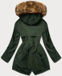 Zelená dámska zimná bunda s kožušinovou podšívkou (m21312) odstíny zelené XL (42)