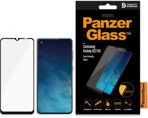 PanzerGlass Tvrdené sklo Case Friendly pre Samsung Galaxy A22 5G čierna (7274)