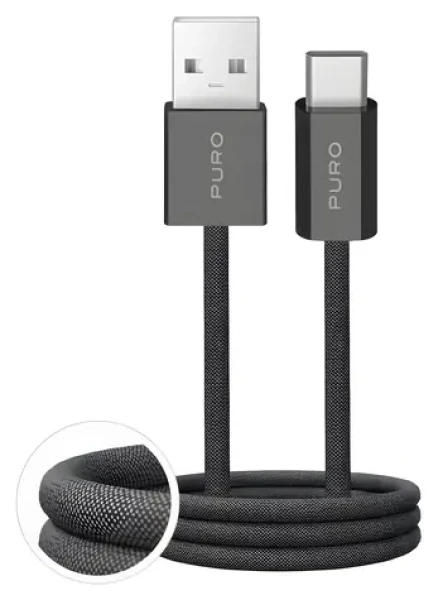 Puro Fabrik 2.0 tmavo zelená / Dátový kábel USB-A - USB-C / opletený / 10 W / 1,5 m