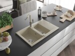 MEXEN/S MEXEN/S - Gaspar granitový drez 1.5 s odkvapkávačom vrátane batérie Flora, béžová 6507-69-670401-09