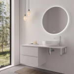 CERANO - Kúpeľňová skrinka Carole - biela matná + doska pod umývadlo z lit. mramoru Elanys - 12 mm + konzola chróm - 160x46x49,2 CER-679330