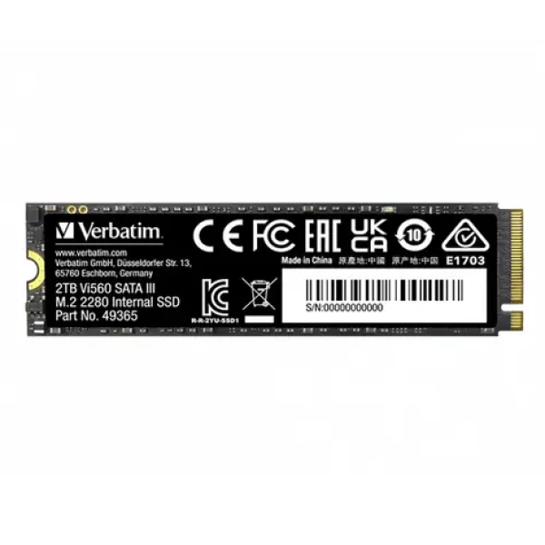 Verbatim Vi560 S3 2TB / M.2 2280 / SATA III / R: 550MBs / W: 500MBs (49365)