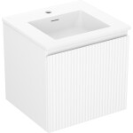 MEXEN/S - Rivel kúpeľňová skrinka 50 cm s umývadlom Otis, 1 šuplík, reliéf, biela mat 91A20-05047-1-BF01-W18M01