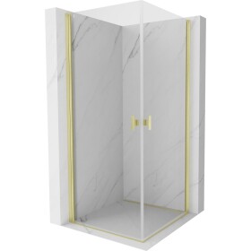 MEXEN/S - Mist-B Duo sprchovací kút dvere krídlové 70 x 70, transparent, zlato kartáčovaná 8A2-070-070-55-00