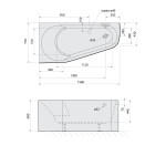POLYSAN - PROJEKTA L MONOLITH asymetrická stojaca vaňa 156x77x60cm, bielá 20111M