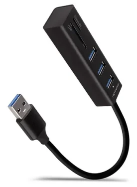 Axagon HMA-CR3A, USB 5Gbps húb, porty 3x USB-A + čítačka kariet SD/microSD, kovový, kábel USB-A 20cm (HMA-CR3A)