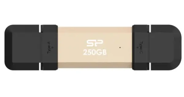 Silicon Power DS72 250GB zlatá / USB-A + USB-C 3.2 Gen 2 / R: 1050MBs / W: 850MBs (SP250GBUC3S72VPG)