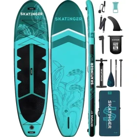 SKATINGER Octopus 335x86x15 cm modrá / Paddleboard / Nafukovacie / Nosnosť 170 kg / Pádlo a batoh v balení (Octupus)