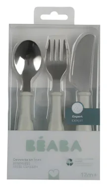 Beaba Detský príbor 3-dielny Misty Green / Príbor / nerezová oceľ / od 8 mesiacov (913642BB)