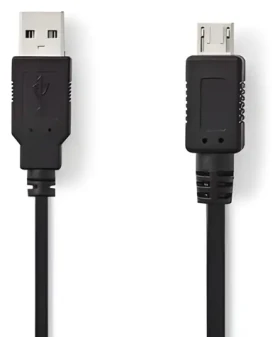 Nedis USB 2.0 kábel čierna / Kábel USB / USB-A - Micro-A / 480 Mbps / 2 m (CCGP60400BK20)