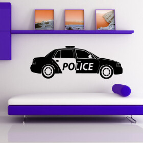 Veselá Stena Samolepka Policajné autíčko Farba: čierna, Veľkosť: 80 x 26 cm