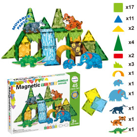 Mamido Mamido Magnetická stavebnica džungle zvieratká 45 dielikov MT1442