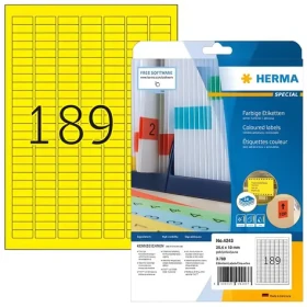 Herma Viacúčelové etikety žlté 25,4x10 mm / snímateľné, papier matný / 20 listov / 3780 ks (4243)